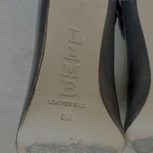 L.A.M.B. By Gwen Stefani Black Leather Stiletto Heel Sandals Women 9 Strappy - Picture 14 of 15